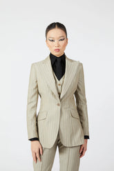 Maisie Single Breasted Stripe Suit with Waistcoat - Alexandra-Dobre.com